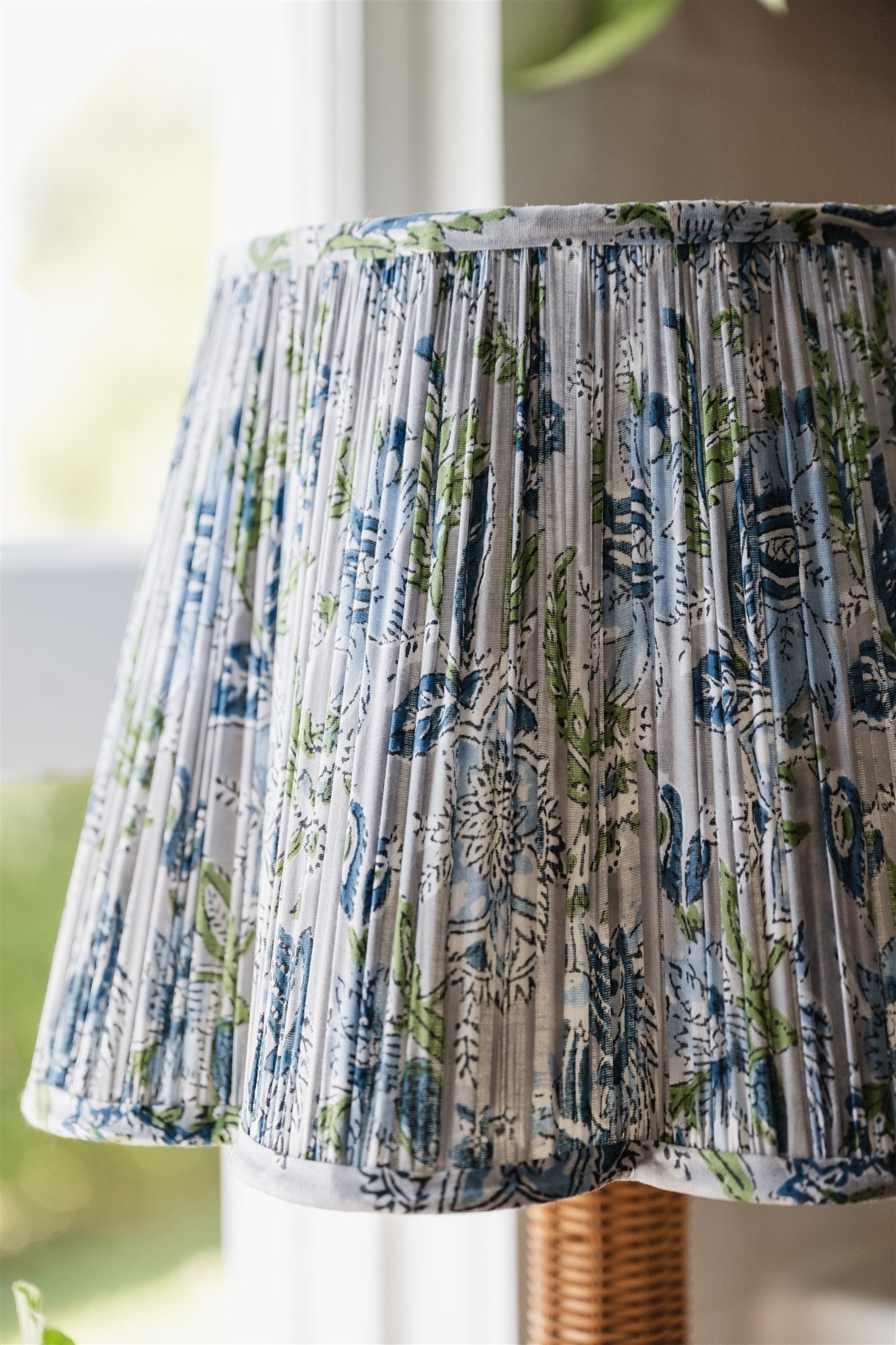 Clematine Block Printed Pleated Lampshade