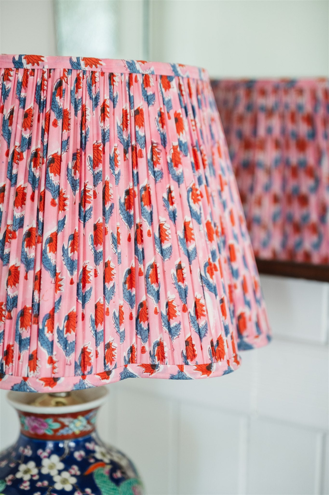 Felix Block Printed Pleated Lampshade