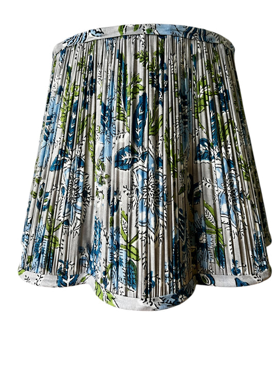 Clematine Block Printed Pleated Lampshade