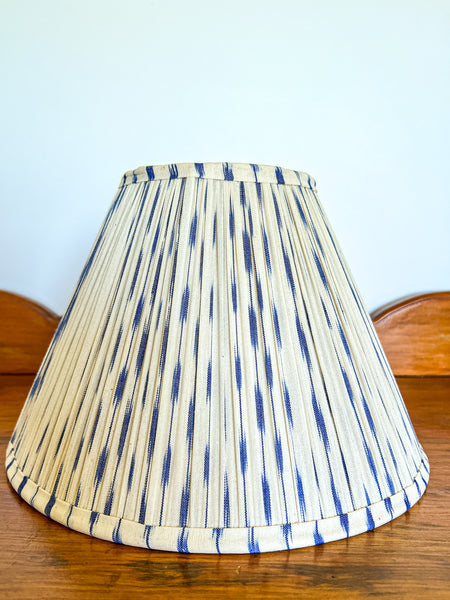 Blue Ikat Linen Gathered Lampshade
