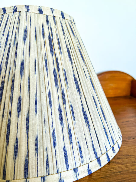 Blue Ikat Linen Gathered Lampshade
