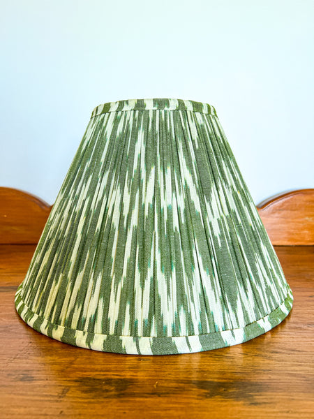 Green Ikat Linen Gathered Lampshade