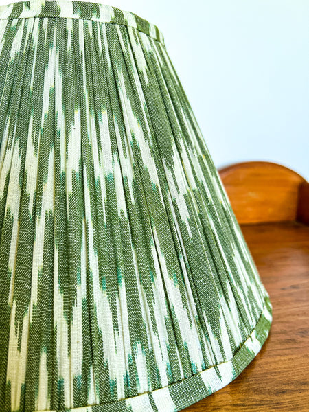 Green Ikat Linen Gathered Lampshade