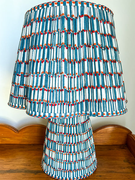 Alana Block Printed Pleated Lampshade & Lamp Base Combo