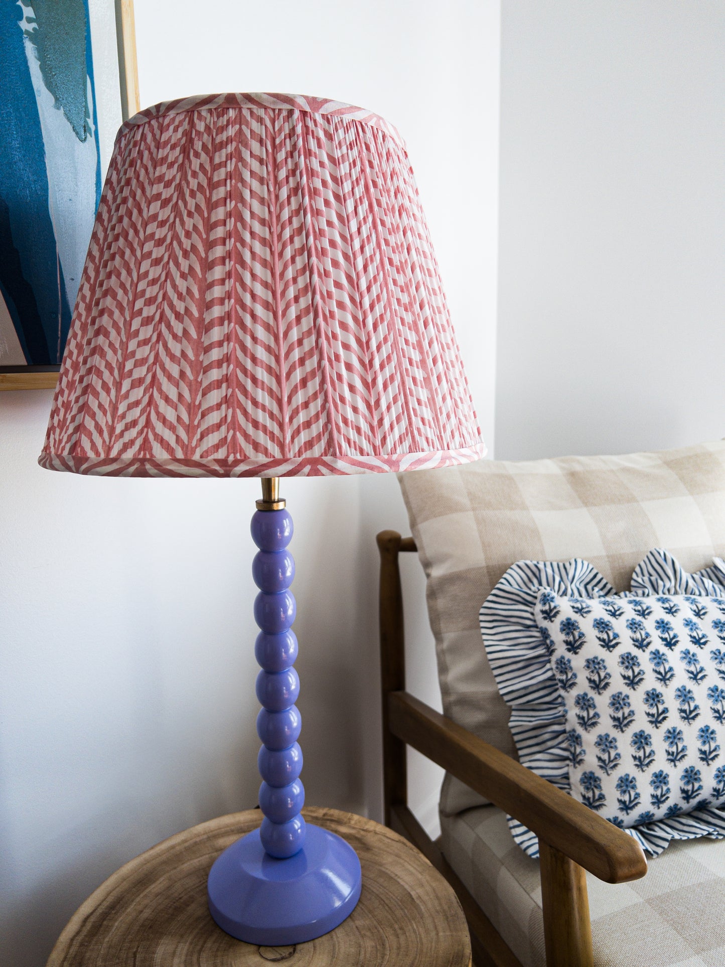 SALE Phillipa Pink Block Printed Pleated Lampshade