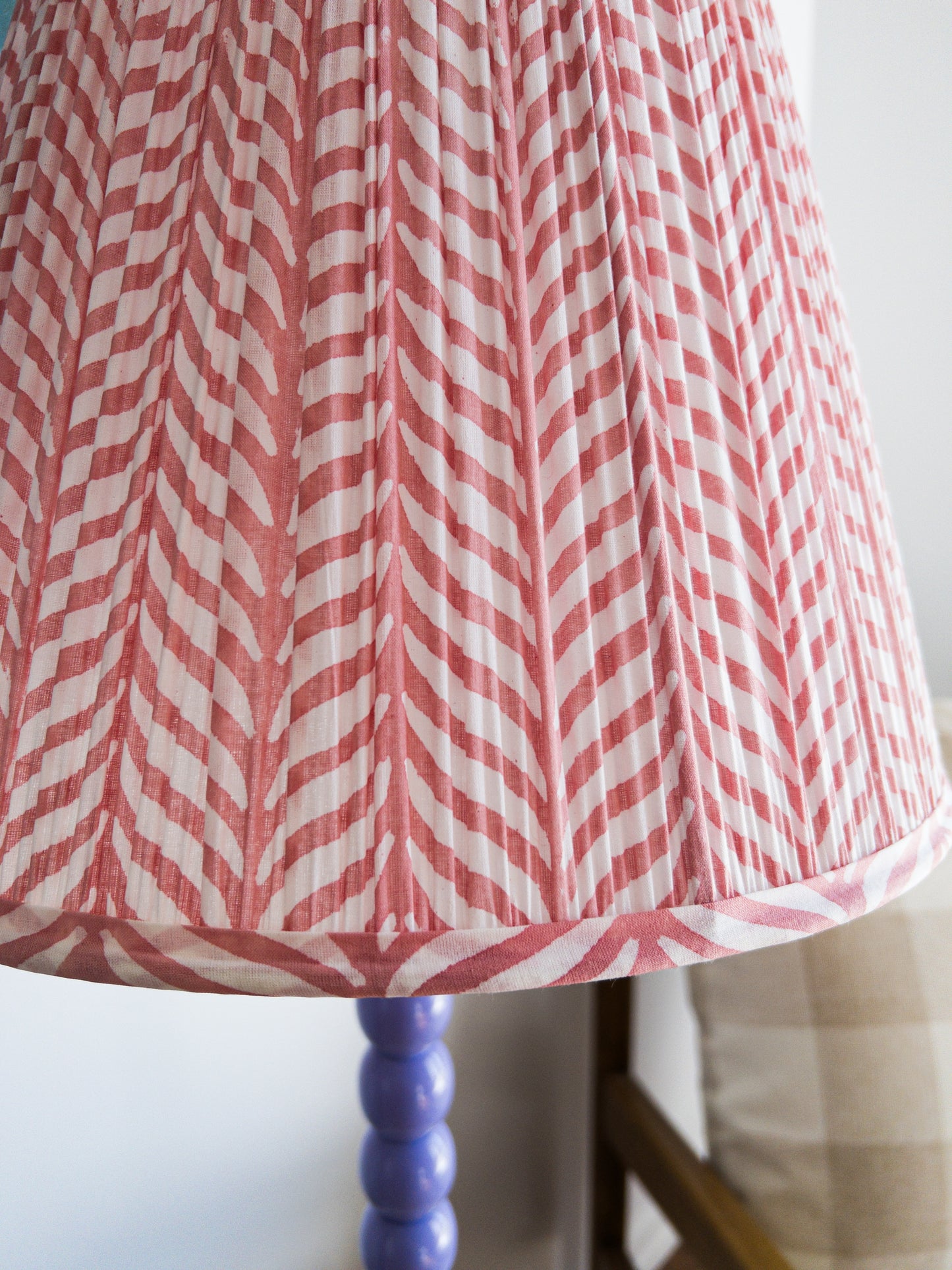 SALE Phillipa Pink Block Printed Pleated Lampshade