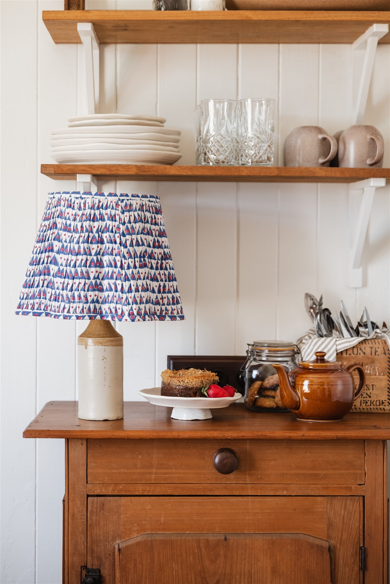 Jasper Block Printed Pleated Lampshade