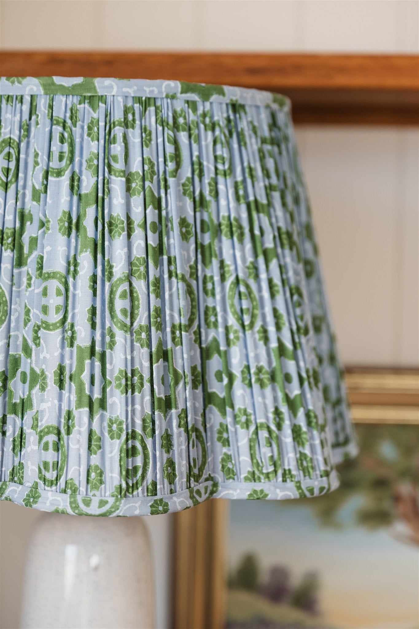 Irlene Block Printed Pleated Lampshade