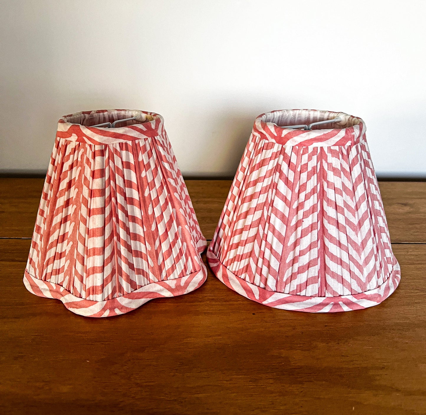 SALE Phillipa Pink Block Printed Pleated Lampshade
