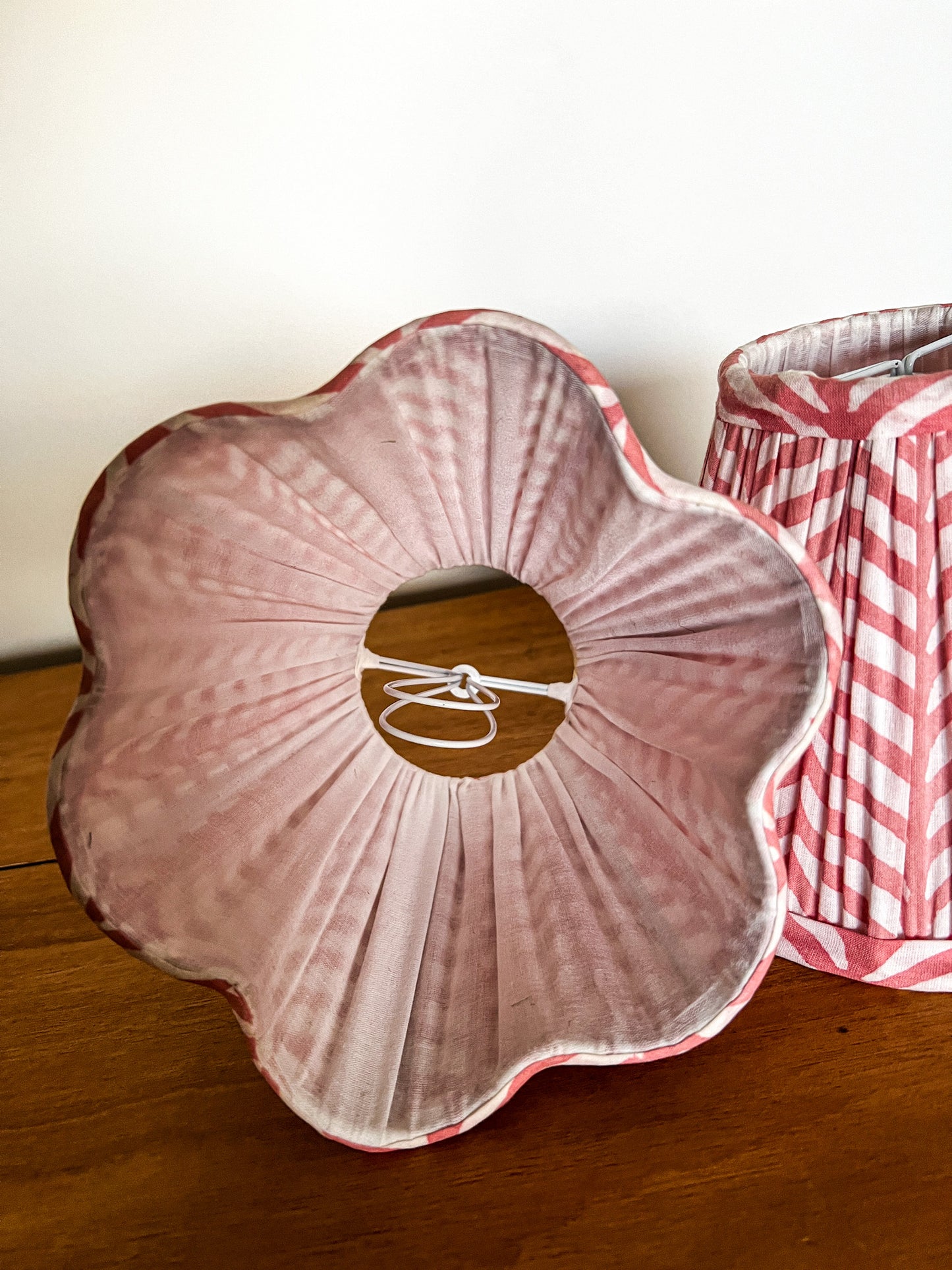 SALE Phillipa Pink Block Printed Pleated Lampshade