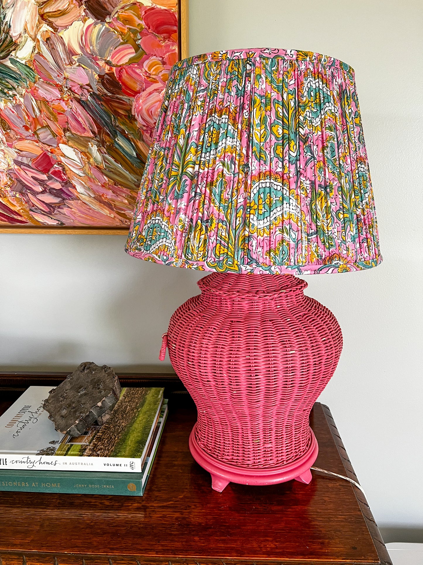 Jade Block Printed Pleated Lampshade