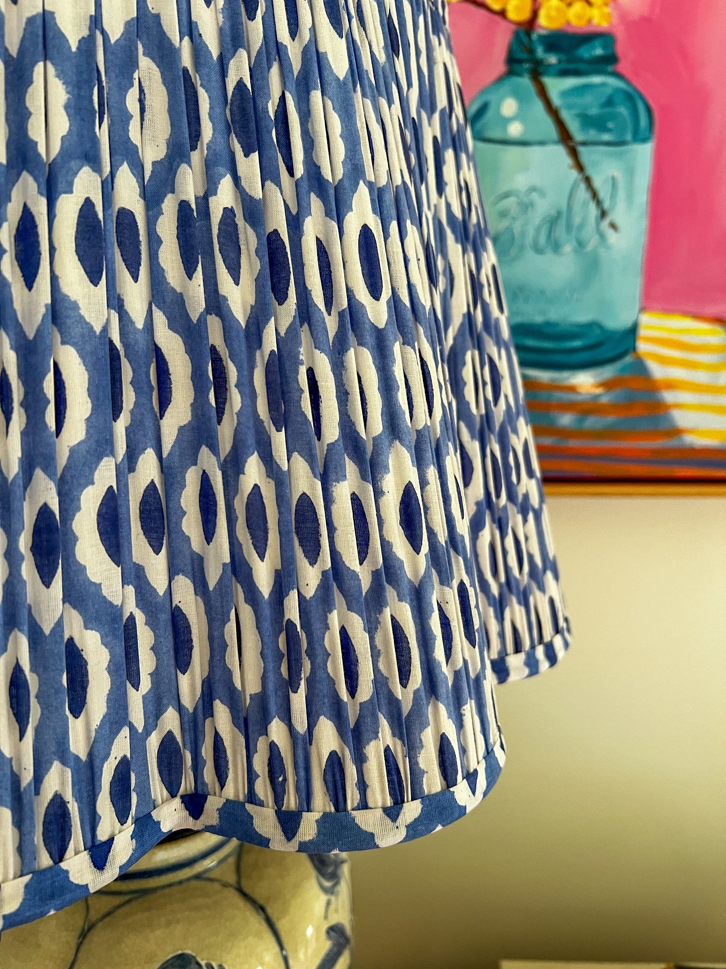 Audrey Block Printed Pleated Lampshade