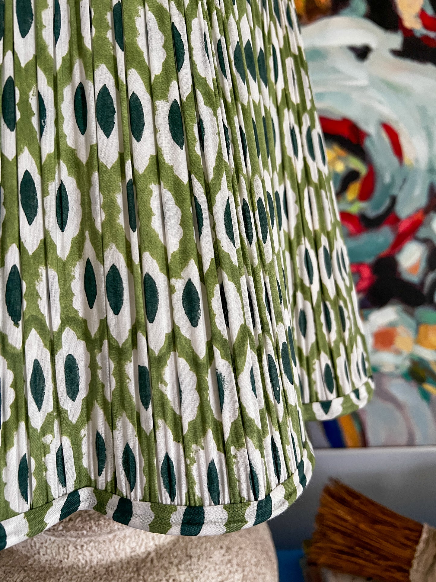 Audrey Block Printed Pleated Lampshade