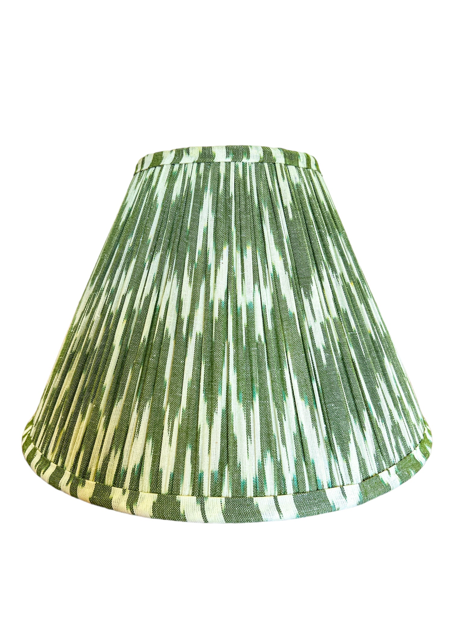 Green Ikat Linen Gathered Lampshade