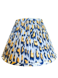 Navy, Blue & Yellow Print Block Print Gathered Lampshade