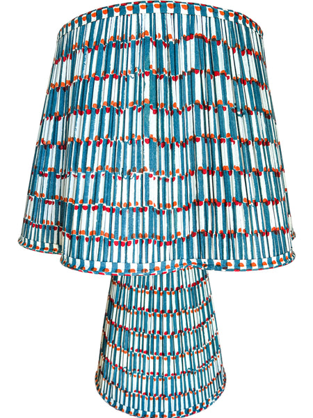 Alana Block Printed Pleated Lampshade & Lamp Base Combo