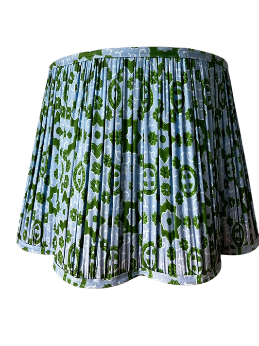 Irlene Block Printed Pleated Lampshade