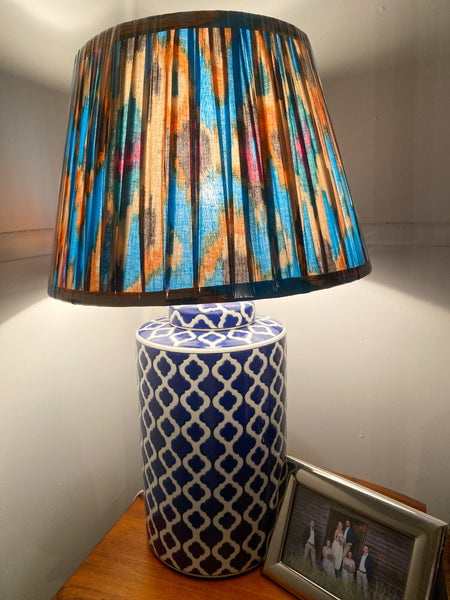 SALE Sky Ikat Printed Gathered Lampshade