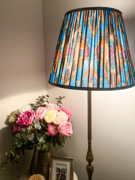 SALE Sky Ikat Printed Gathered Lampshade
