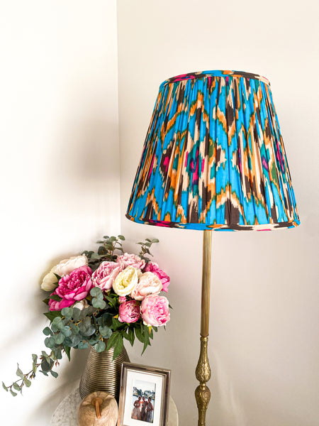 SALE Sky Ikat Printed Gathered Lampshade