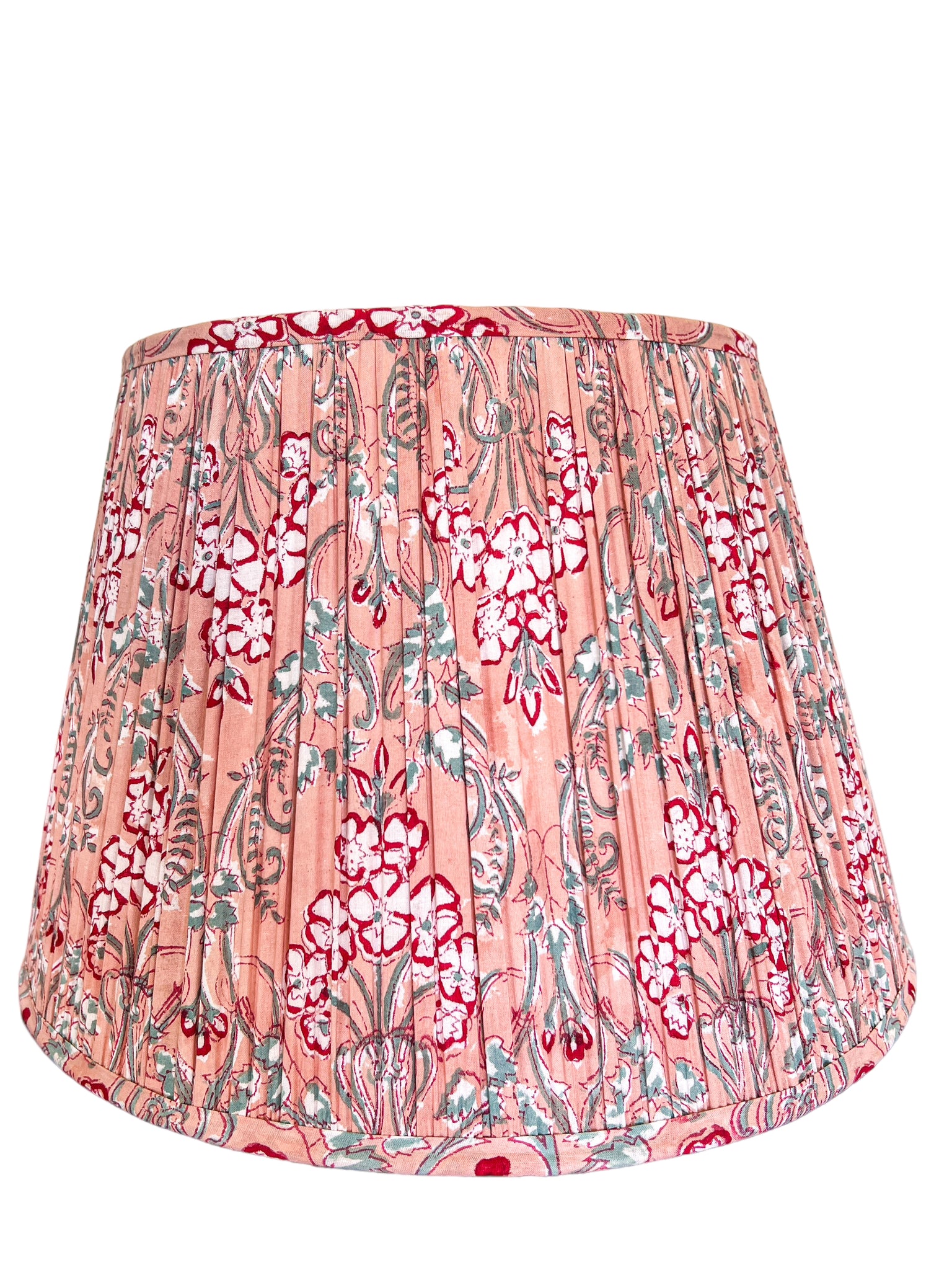 SALE Ruby Block Printed Gathered Lampshade